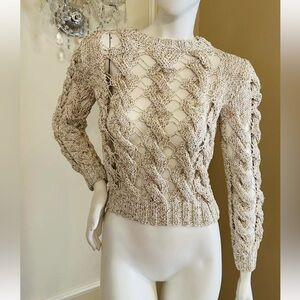 OSCAR DE LA RENTA
Sequin-embellished Metallic Open And Cable-knit Cotton Size XS
